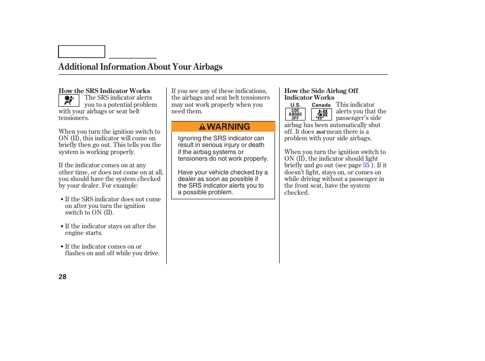 Additional information about your airbags | HONDA 2005 Accord Hybrid - Owner's Manual User Manual | Page 29 / 286