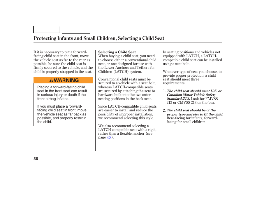 HONDA 2005 Accord Hybrid - Owner's Manual User Manual | Page 39 / 286
