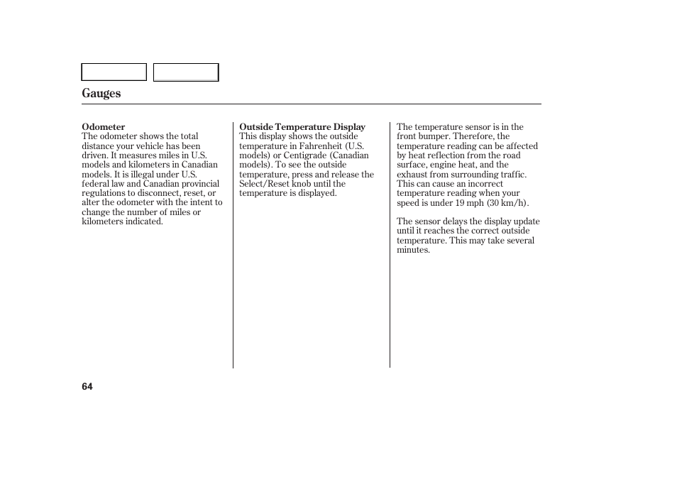 Gauges | HONDA 2005 Accord Hybrid - Owner's Manual User Manual | Page 65 / 286
