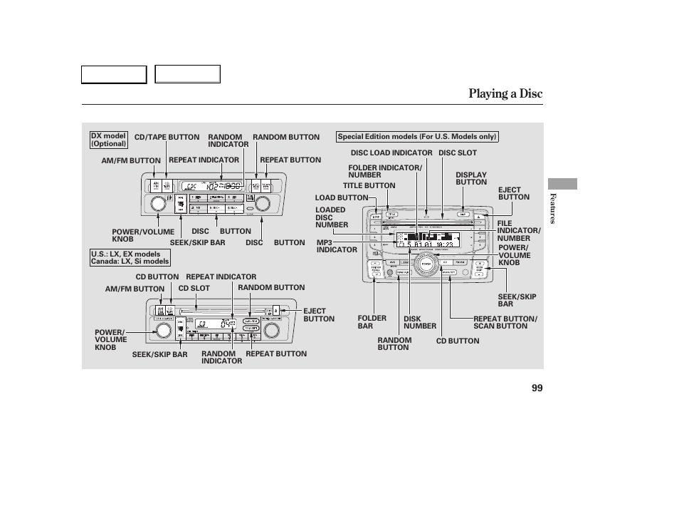 Playing a disc | HONDA 2005 Civic Sedan - Owner's Manual User Manual | Page 100 / 236