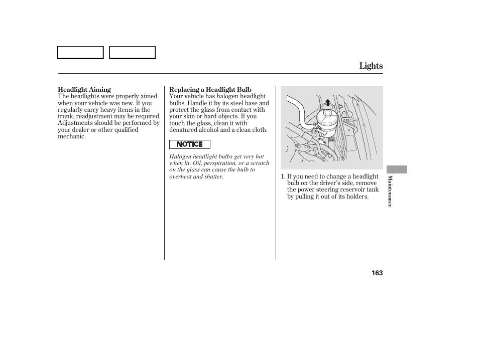 Lights | HONDA 2005 Civic Sedan - Owner's Manual User Manual | Page 164 / 236