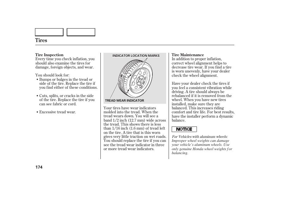 Tires | HONDA 2005 Civic Sedan - Owner's Manual User Manual | Page 175 / 236