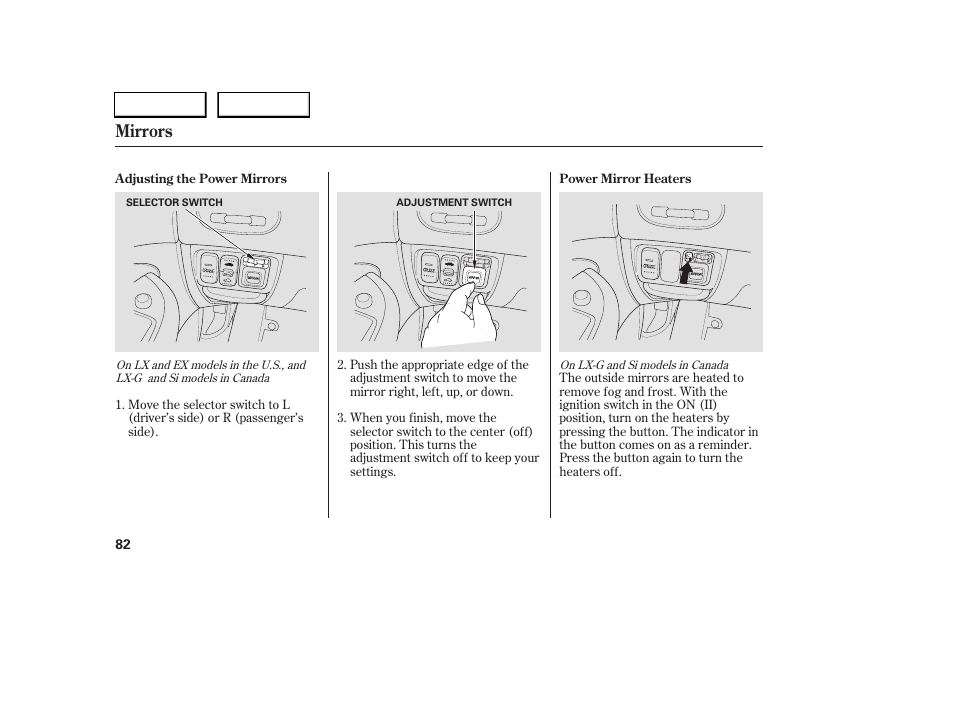 Mirrors | HONDA 2005 Civic Sedan - Owner's Manual User Manual | Page 83 / 236