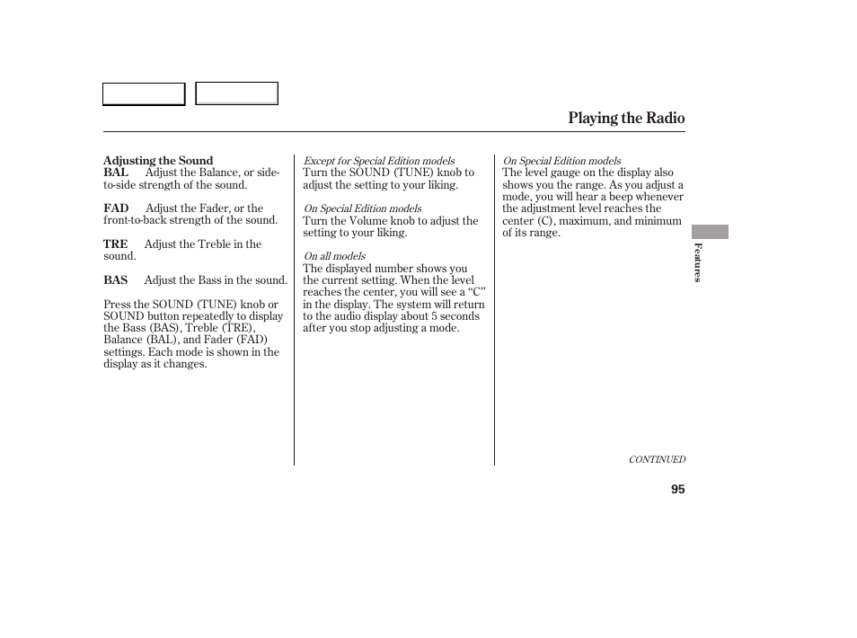 Playing the radio | HONDA 2005 Civic Sedan - Owner's Manual User Manual | Page 96 / 236