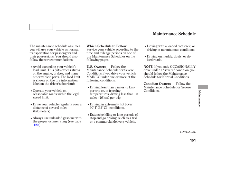 Maintenance schedule | HONDA 2005 Civic Coupe - Owner's Manual User Manual | Page 153 / 240