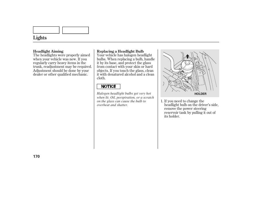 Lights | HONDA 2005 Civic Coupe - Owner's Manual User Manual | Page 172 / 240