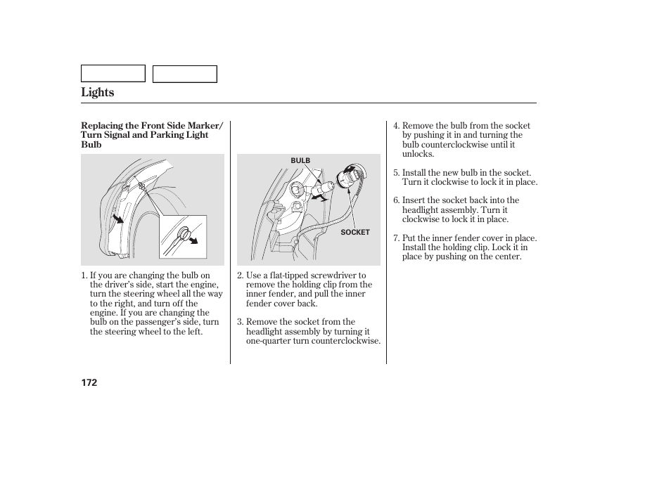 Lights | HONDA 2005 Civic Coupe - Owner's Manual User Manual | Page 174 / 240