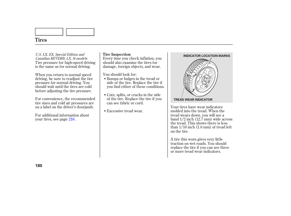 Tires | HONDA 2005 Civic Coupe - Owner's Manual User Manual | Page 182 / 240