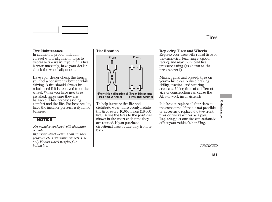 Tires | HONDA 2005 Civic Coupe - Owner's Manual User Manual | Page 183 / 240