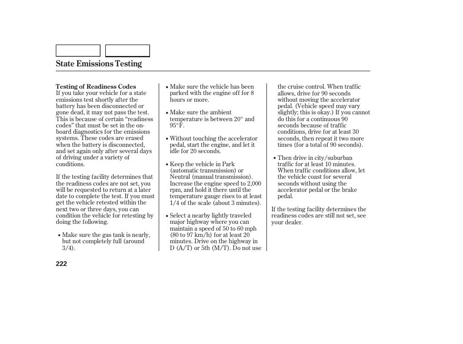 State emissions testing | HONDA 2005 Civic Coupe - Owner's Manual User Manual | Page 224 / 240