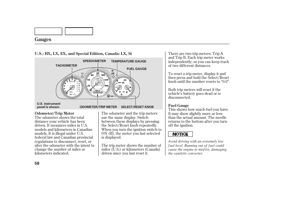 Gauges | HONDA 2005 Civic Coupe - Owner's Manual User Manual | Page 60 / 240