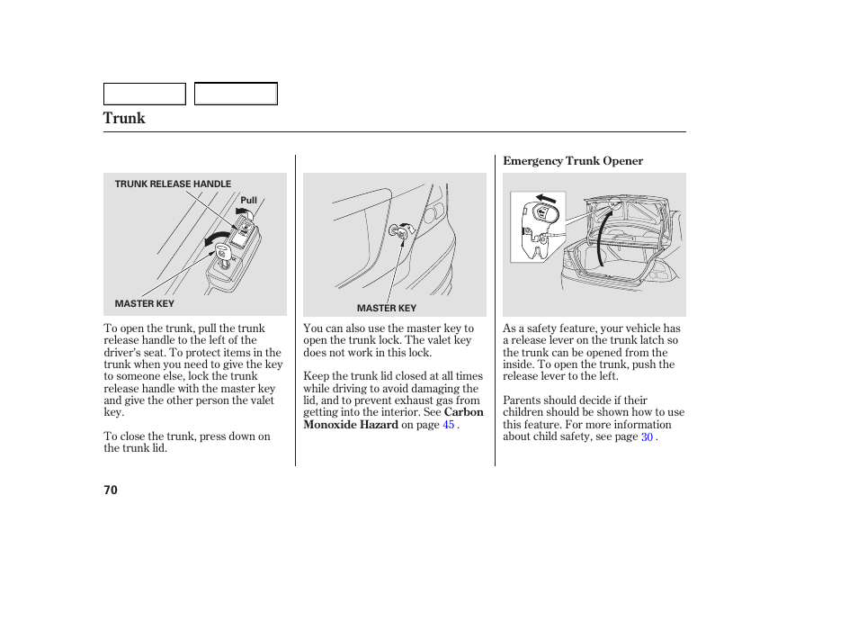 Trunk | HONDA 2005 Civic Coupe - Owner's Manual User Manual | Page 72 / 240