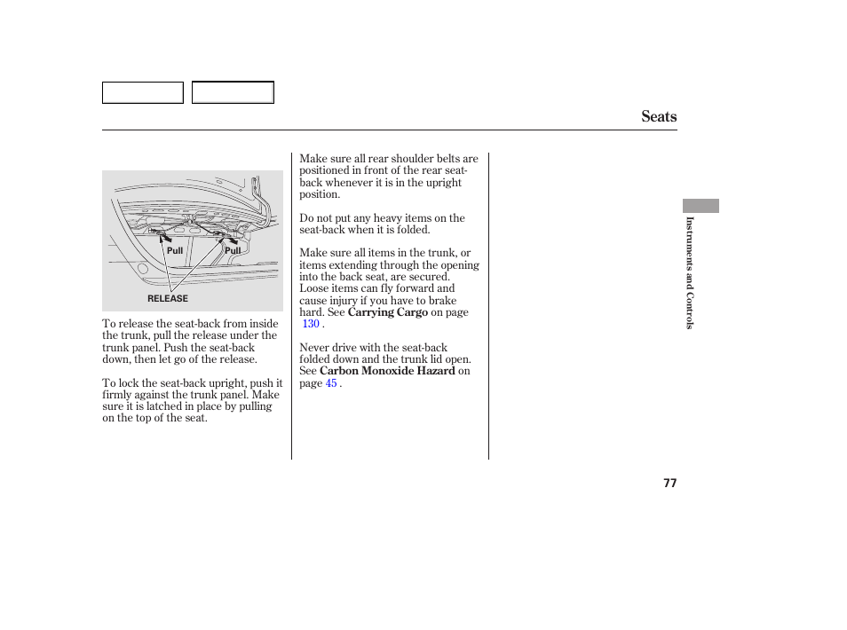 Seats | HONDA 2005 Civic Coupe - Owner's Manual User Manual | Page 79 / 240