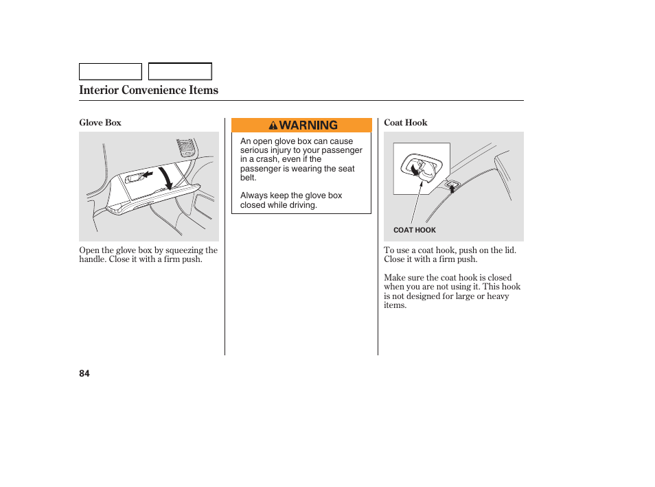 Interior convenience items | HONDA 2005 Civic Coupe - Owner's Manual User Manual | Page 86 / 240