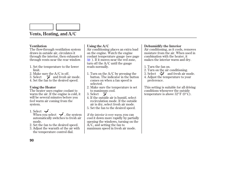 Vents, heating, and a/c | HONDA 2005 Civic Coupe - Owner's Manual User Manual | Page 92 / 240