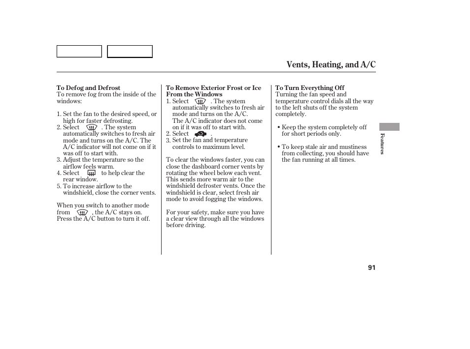 Vents, heating, and a/c | HONDA 2005 Civic Coupe - Owner's Manual User Manual | Page 93 / 240