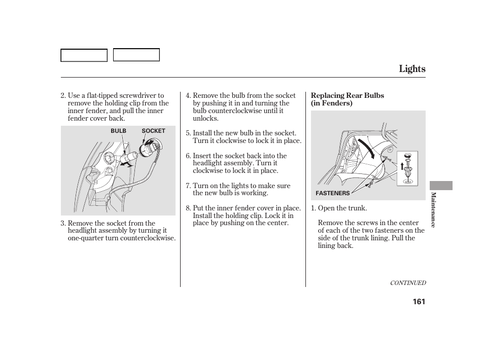 Lights | HONDA 2005 Civic Hybrid - Owner's Manual User Manual | Page 163 / 228