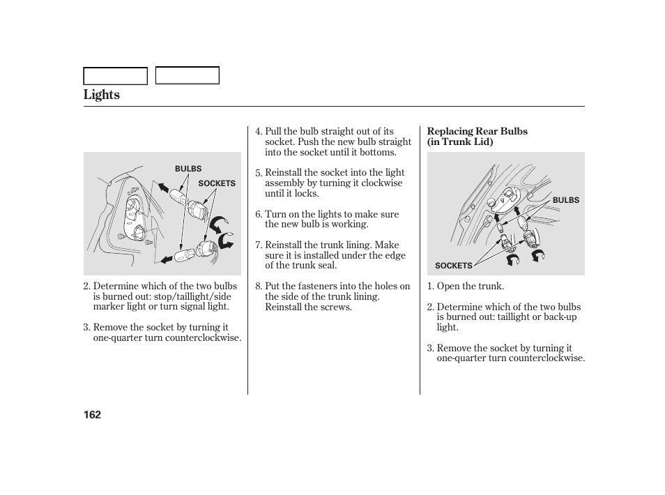 Lights | HONDA 2005 Civic Hybrid - Owner's Manual User Manual | Page 164 / 228