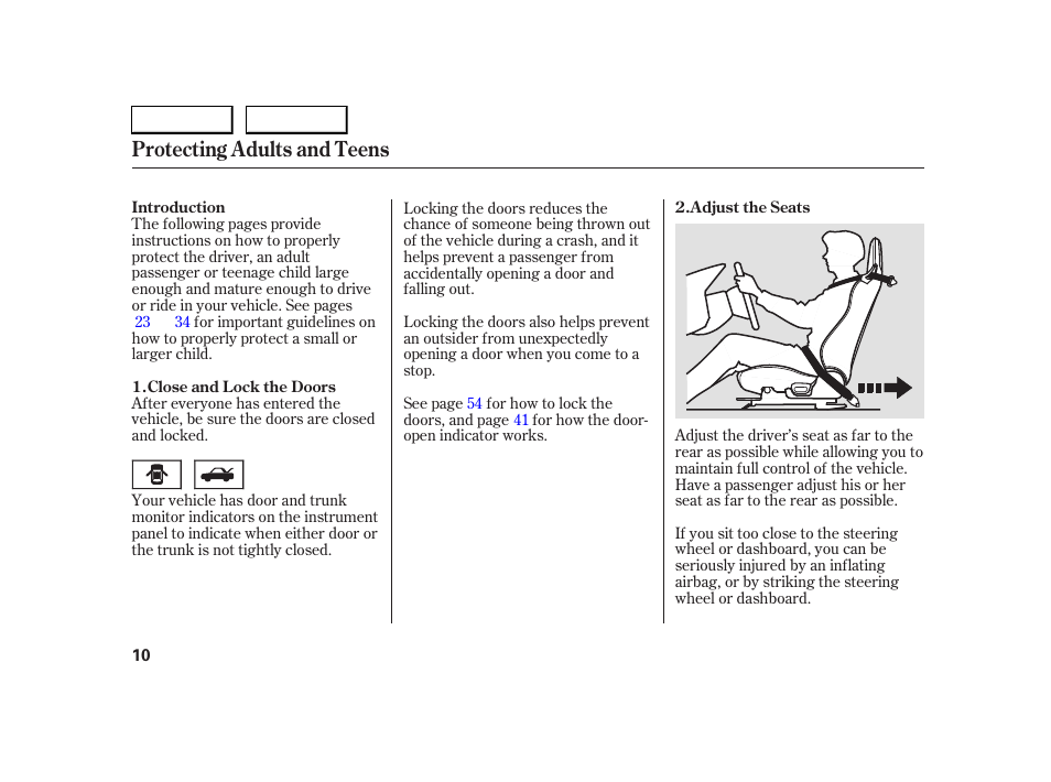 Protecting adults and teens | HONDA 2005 S2000 - Owner's Manual User Manual | Page 12 / 209