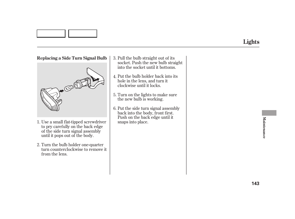 Lights | HONDA 2005 S2000 - Owner's Manual User Manual | Page 145 / 209