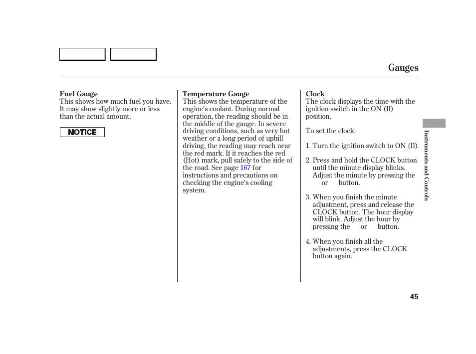 Gauges | HONDA 2005 S2000 - Owner's Manual User Manual | Page 47 / 209