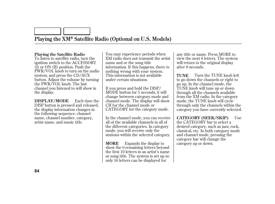 HONDA 2005 S2000 - Owner's Manual User Manual | Page 86 / 209