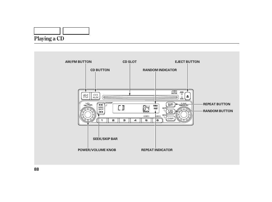 Playing a cd | HONDA 2005 S2000 - Owner's Manual User Manual | Page 90 / 209