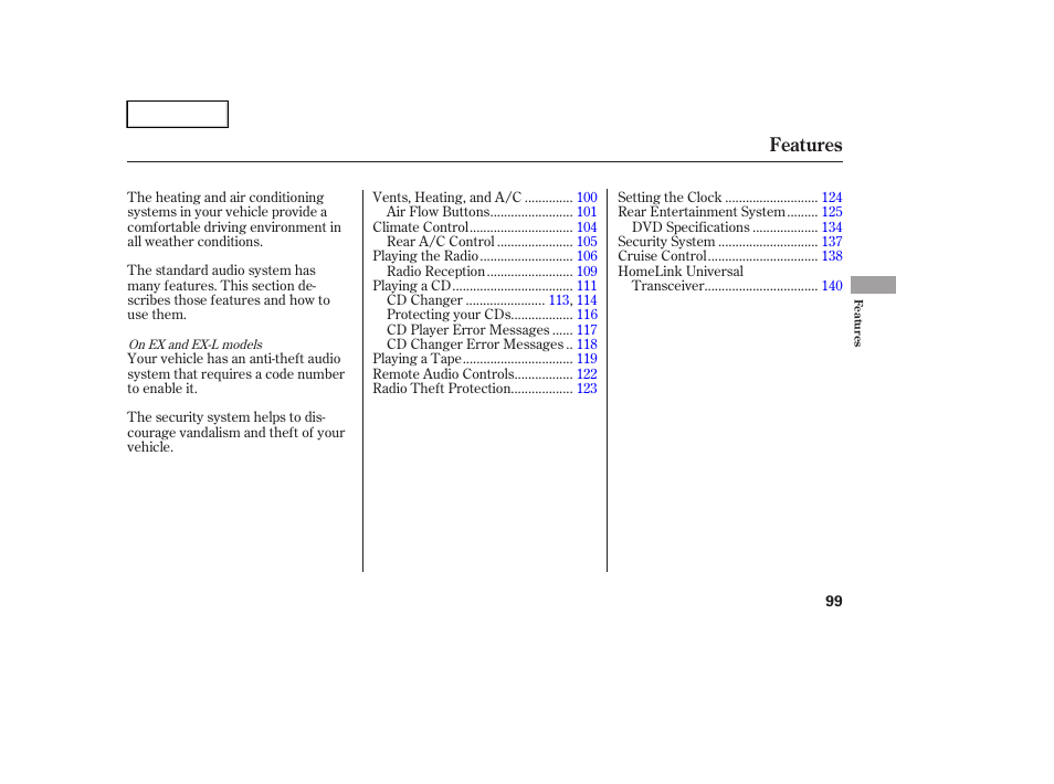 Features | HONDA 2005 Pilot - Owner's Manual User Manual | Page 101 / 273