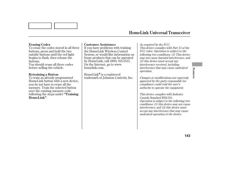 Homelink universal transceiver | HONDA 2005 Pilot - Owner's Manual User Manual | Page 145 / 273