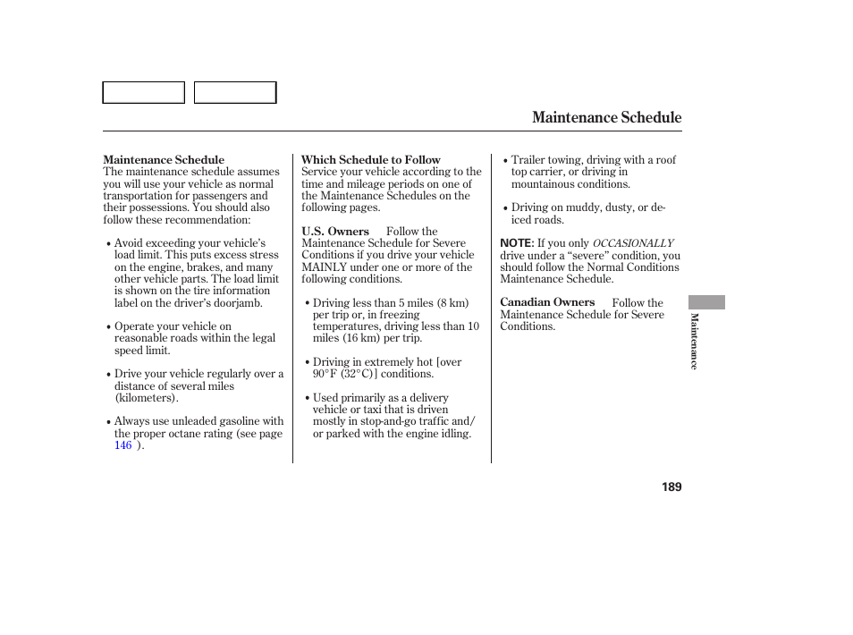 Maintenance schedule | HONDA 2005 Pilot - Owner's Manual User Manual | Page 191 / 273