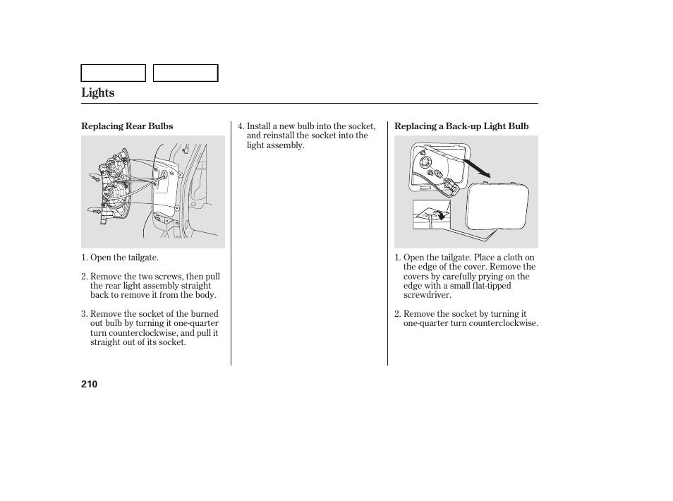 Lights | HONDA 2005 Pilot - Owner's Manual User Manual | Page 212 / 273