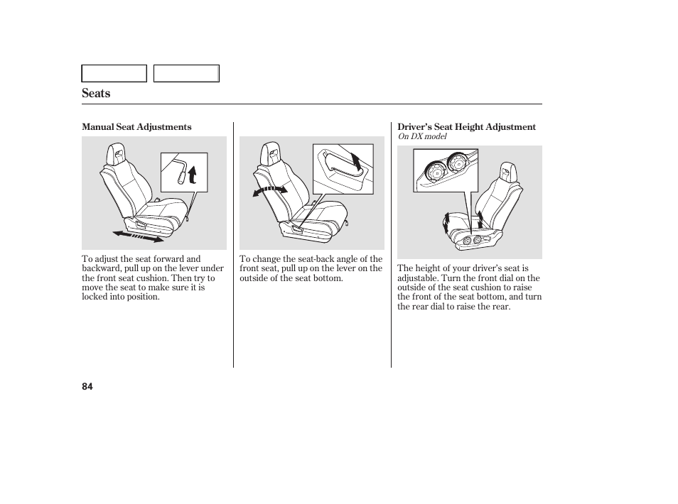 Seats | HONDA 2005 Pilot - Owner's Manual User Manual | Page 86 / 273