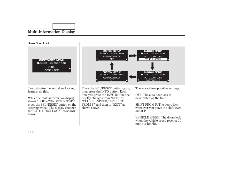 Multi-information display | HONDA 2005 Odyssey - Owner's Manual User Manual | Page 111 / 414