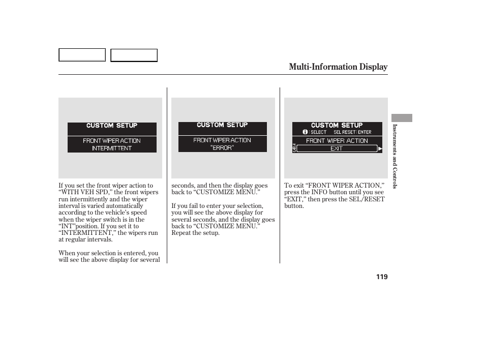 Multi-information display | HONDA 2005 Odyssey - Owner's Manual User Manual | Page 120 / 414