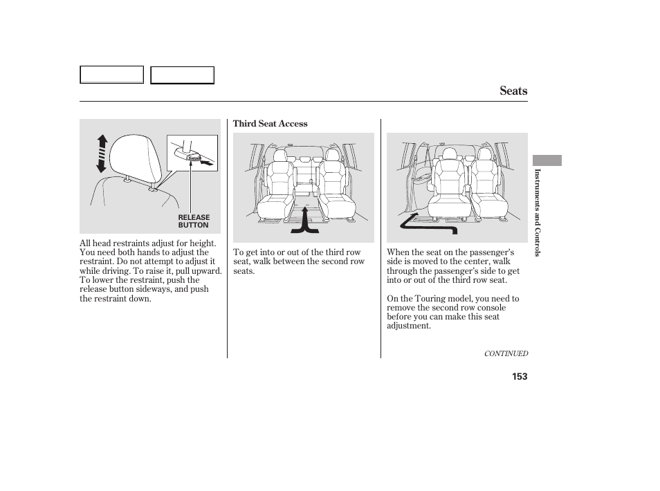 Seats | HONDA 2005 Odyssey - Owner's Manual User Manual | Page 154 / 414