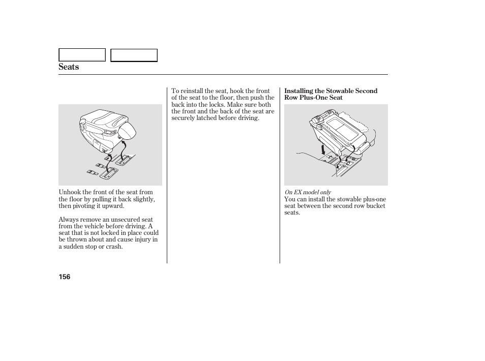 Seats | HONDA 2005 Odyssey - Owner's Manual User Manual | Page 157 / 414