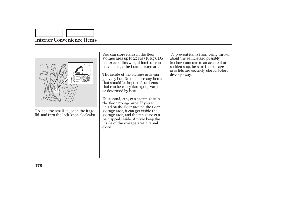 Interior convenience items | HONDA 2005 Odyssey - Owner's Manual User Manual | Page 179 / 414