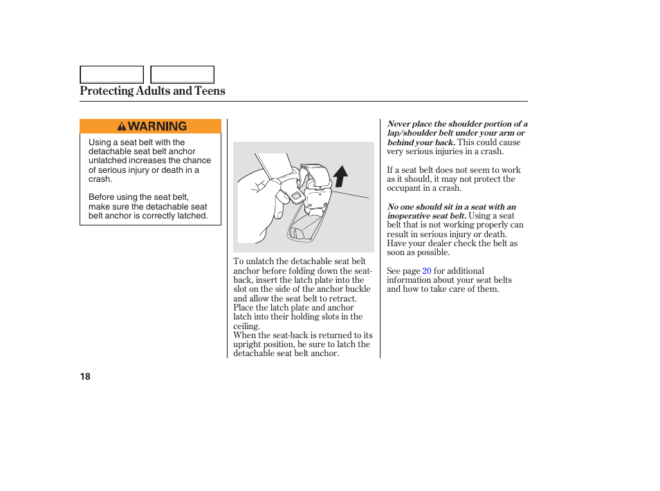 Protecting adults and teens | HONDA 2005 Odyssey - Owner's Manual User Manual | Page 19 / 414