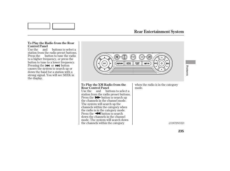 Rear entertainment system | HONDA 2005 Odyssey - Owner's Manual User Manual | Page 236 / 414