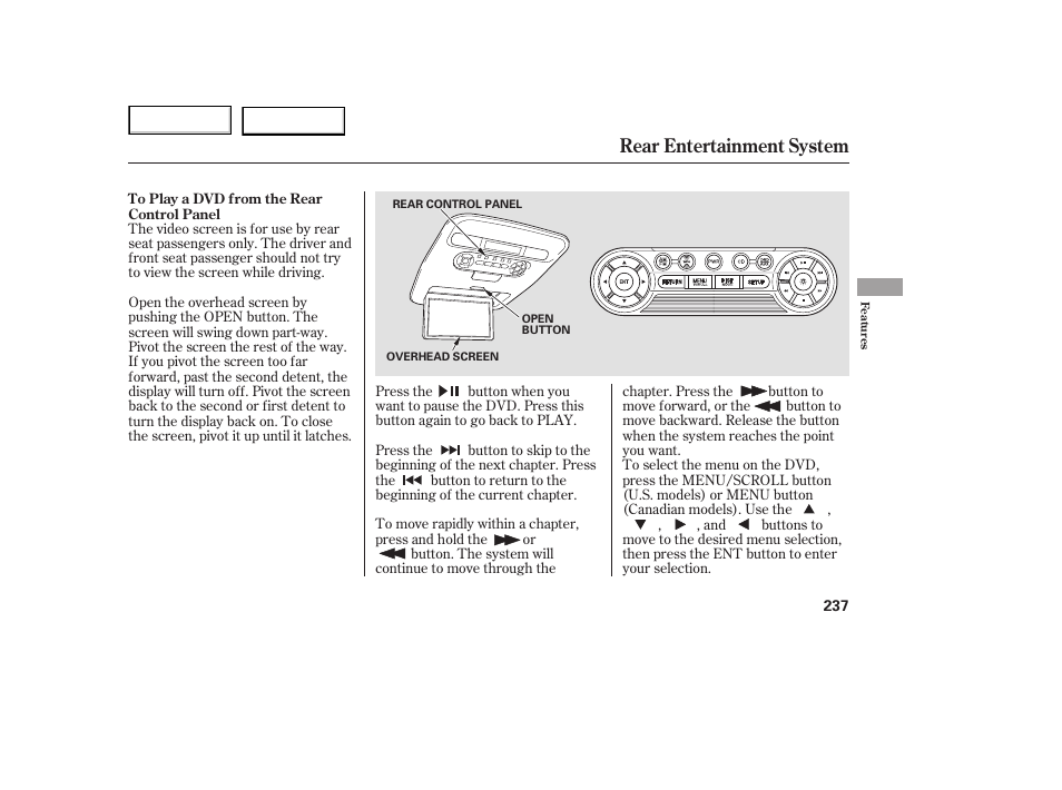 Rear entertainment system | HONDA 2005 Odyssey - Owner's Manual User Manual | Page 238 / 414