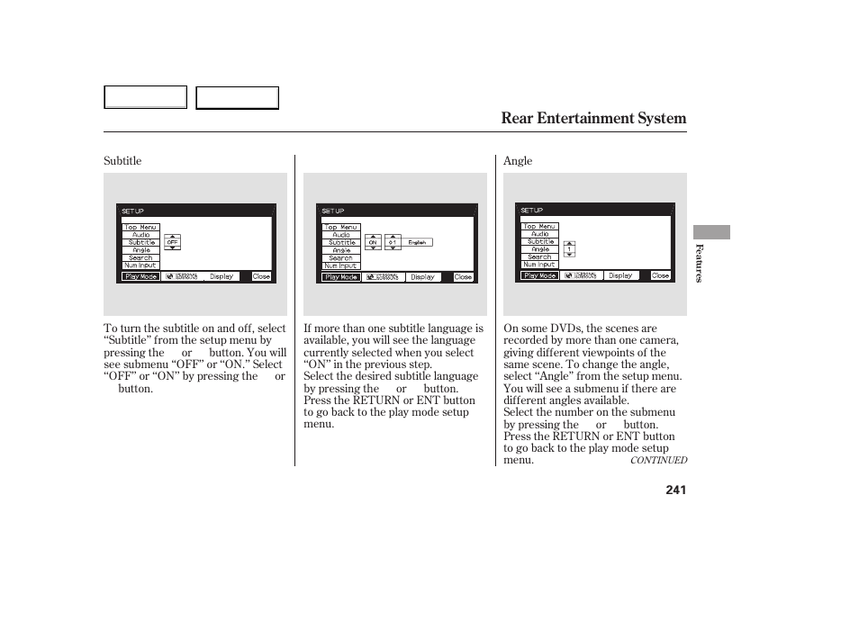 Rear entertainment system | HONDA 2005 Odyssey - Owner's Manual User Manual | Page 242 / 414