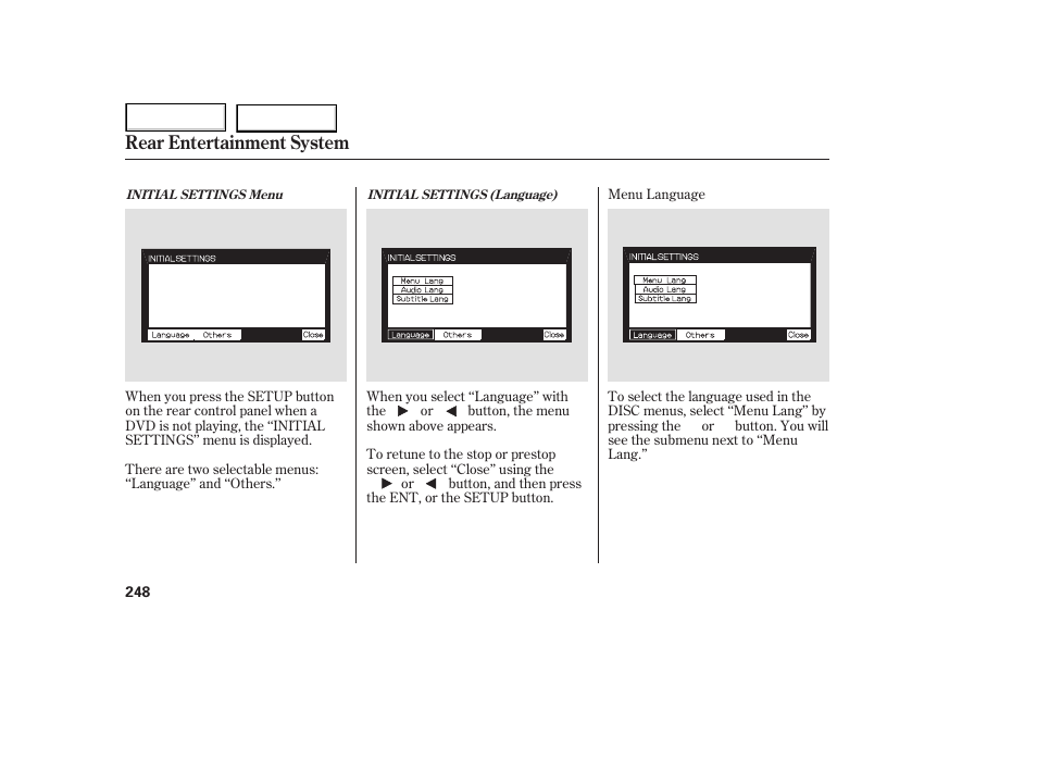 Rear entertainment system | HONDA 2005 Odyssey - Owner's Manual User Manual | Page 249 / 414