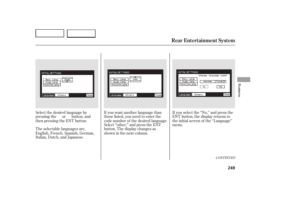 Rear entertainment system | HONDA 2005 Odyssey - Owner's Manual User Manual | Page 250 / 414