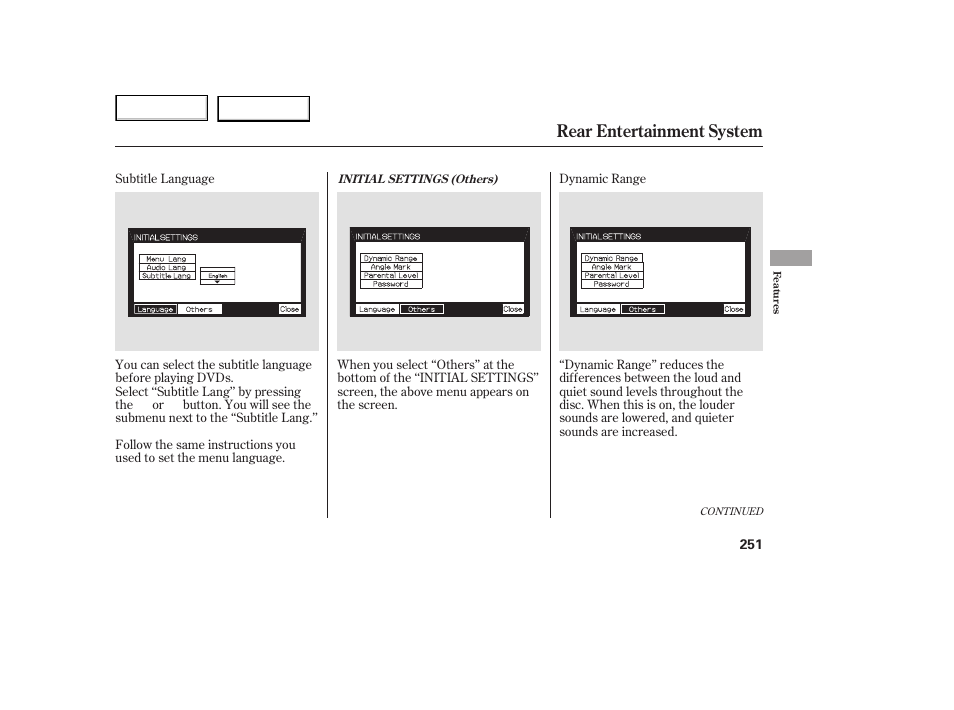 Rear entertainment system | HONDA 2005 Odyssey - Owner's Manual User Manual | Page 252 / 414