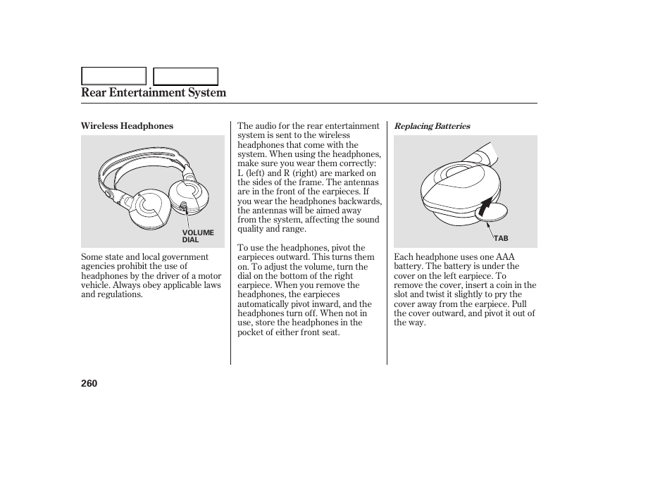 Rear entertainment system | HONDA 2005 Odyssey - Owner's Manual User Manual | Page 261 / 414