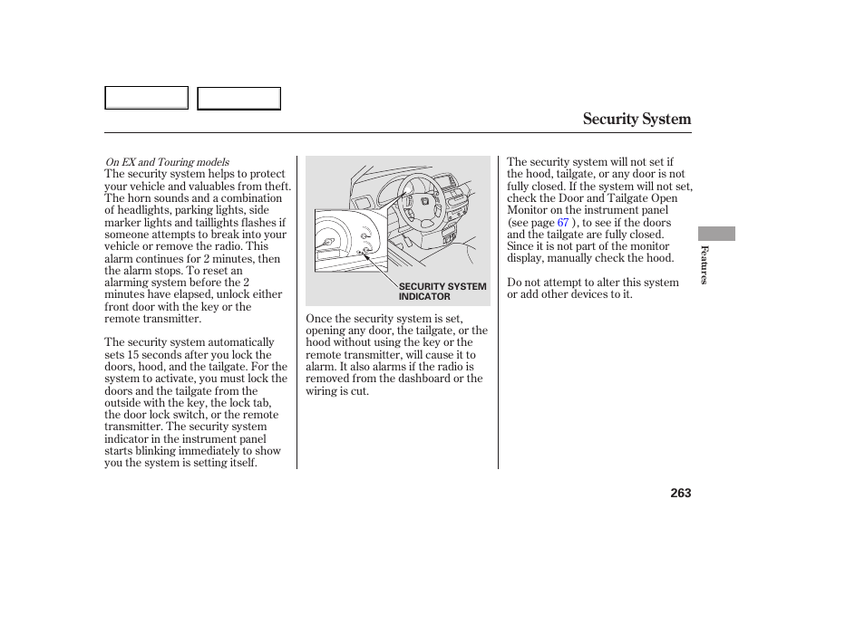 Security system | HONDA 2005 Odyssey - Owner's Manual User Manual | Page 264 / 414