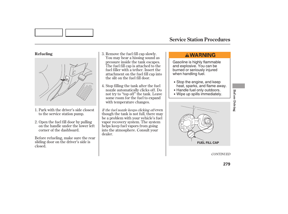 Service station procedures | HONDA 2005 Odyssey - Owner's Manual User Manual | Page 280 / 414