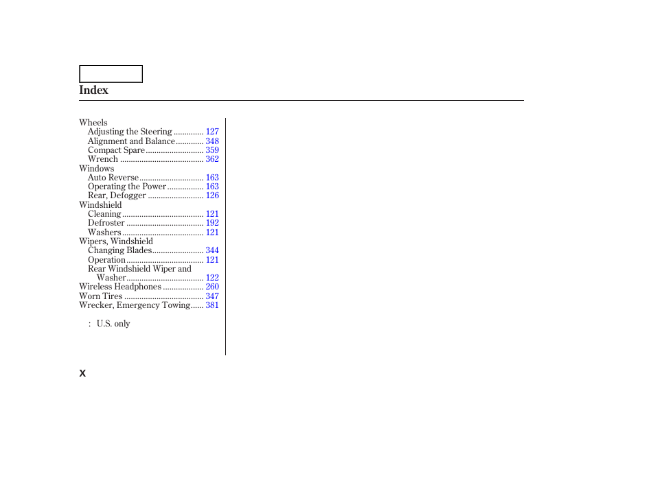 Index | HONDA 2005 Odyssey - Owner's Manual User Manual | Page 413 / 414