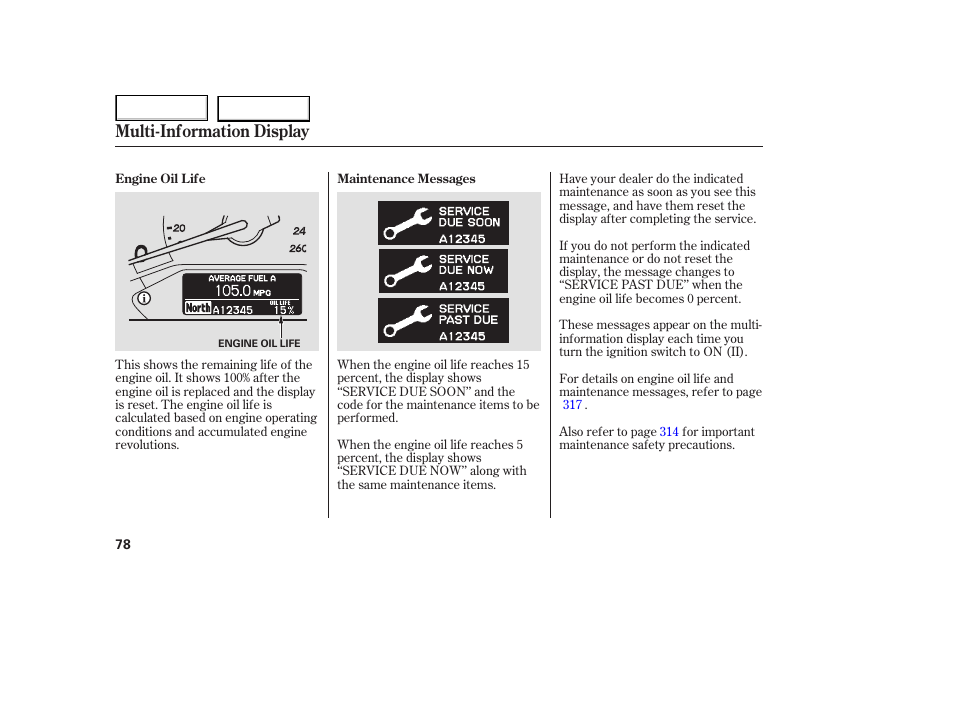 Multi-information display | HONDA 2005 Odyssey - Owner's Manual User Manual | Page 79 / 414