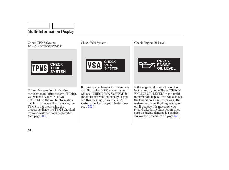 Multi-information display | HONDA 2005 Odyssey - Owner's Manual User Manual | Page 85 / 414